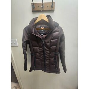 Madison Expedition Womens Puffer Jacket Brown Hooded Fleece Lined‎ Size Medium